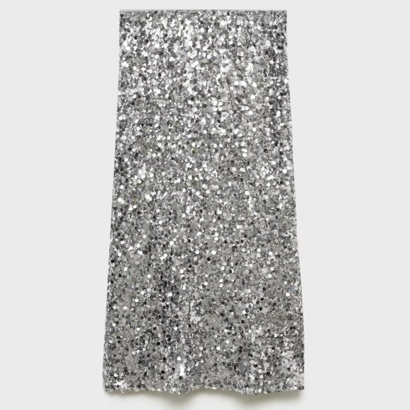 Mango Silver Sequin Midi Skirt - Picture 9 of 9